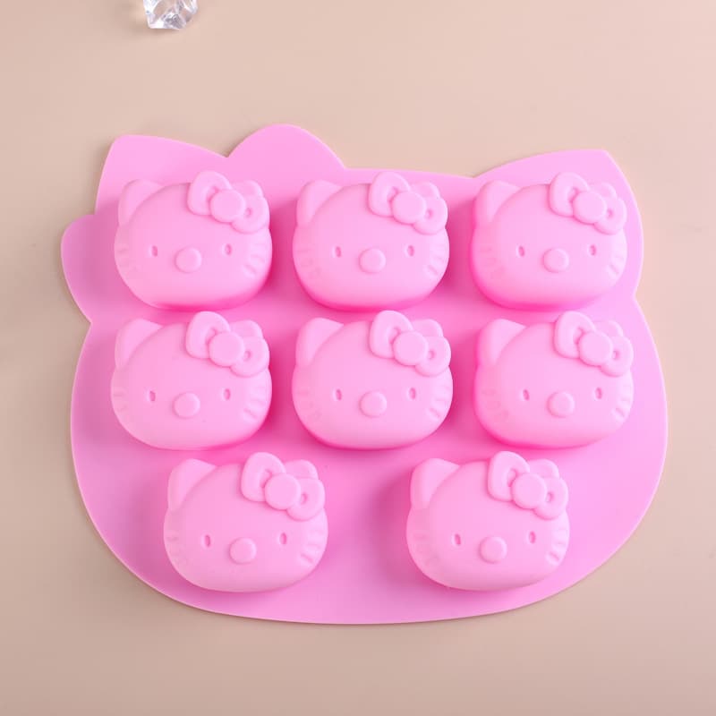 Cartoon Kitten Silicone Mold Chocolate Candy Ice Cube Shaping Mold 8 KT Handmade Soap Plaster Mold