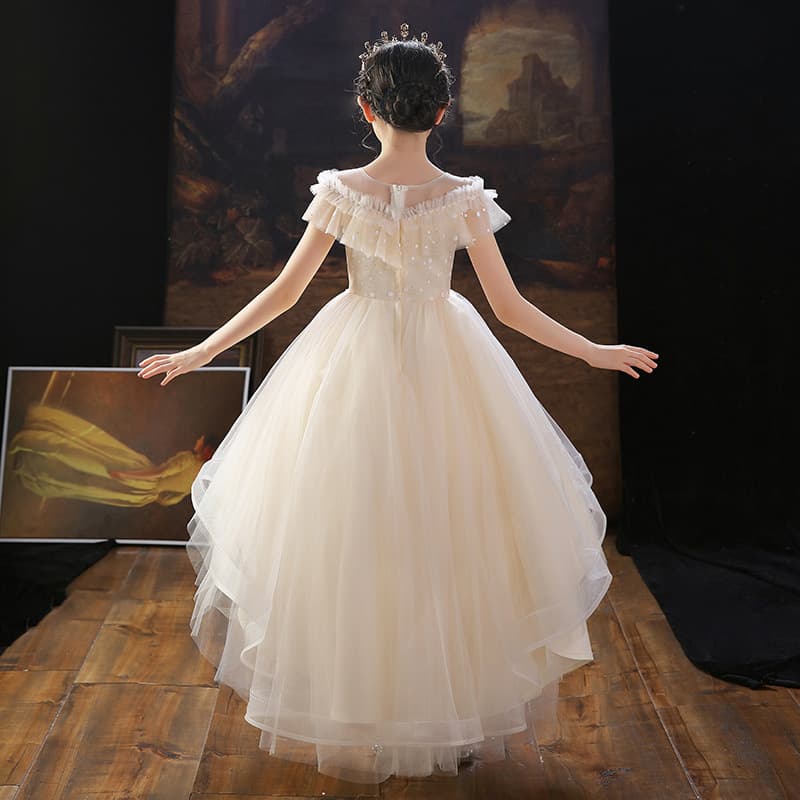 Children's High-End Train Wedding Dress Princess Gown Flower Girl Piano Elegant Little Girl Tutu Dress Girls' Dress
