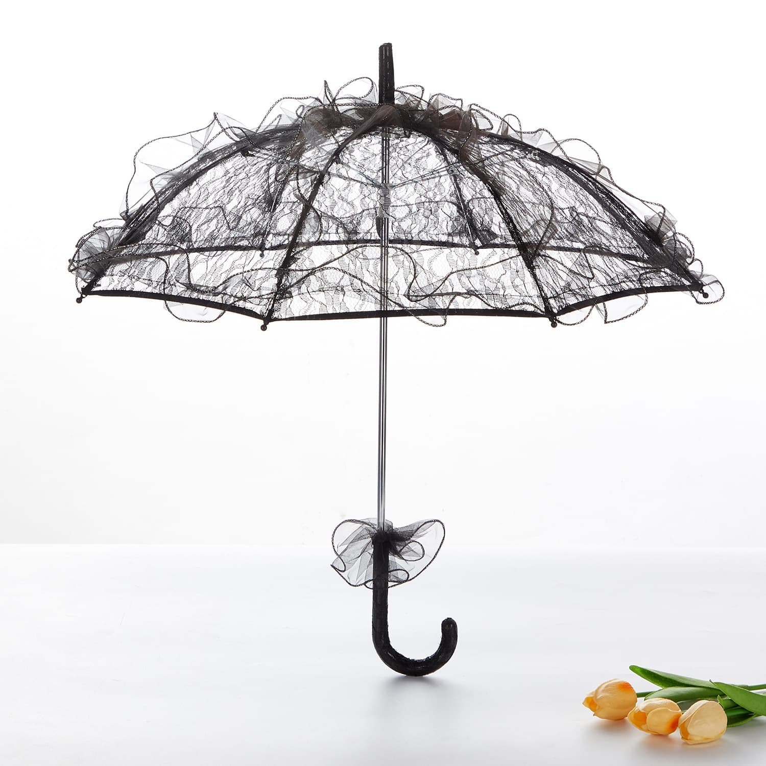 Foreign trade small lace umbrella for weddings, flower girl photo props, solid color lace woven dance parasol, court-style sun umbrella