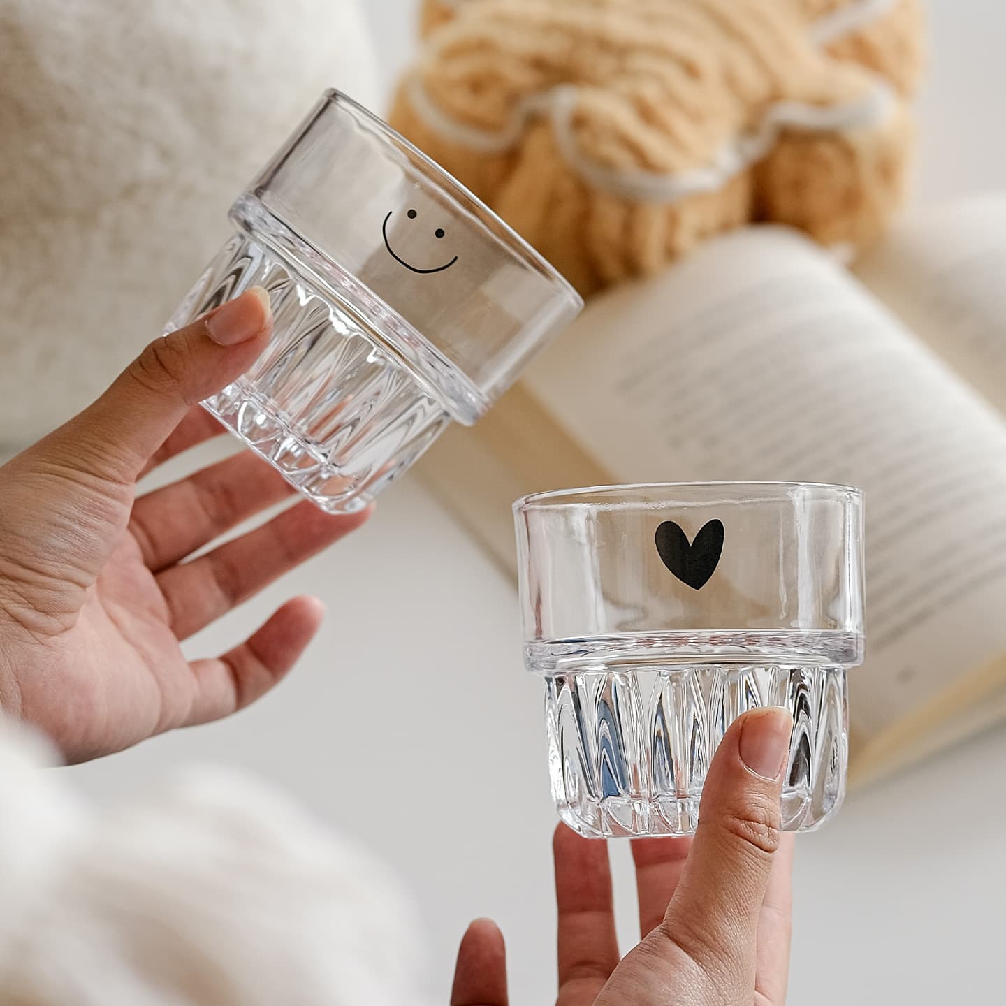 High-Aesthetic Glass Cup Ins-Style Stackable Cup Coffee Cup Milk Cup Latte Cup Simple Trendy Restaurant Coffee Cup