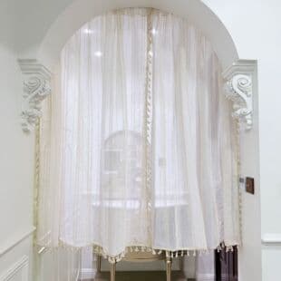 High-end French Cream Style Door Curtain Linen Gauze Curtain Bedroom Hallway Partition Soft Comfortable No-drilling Curtain