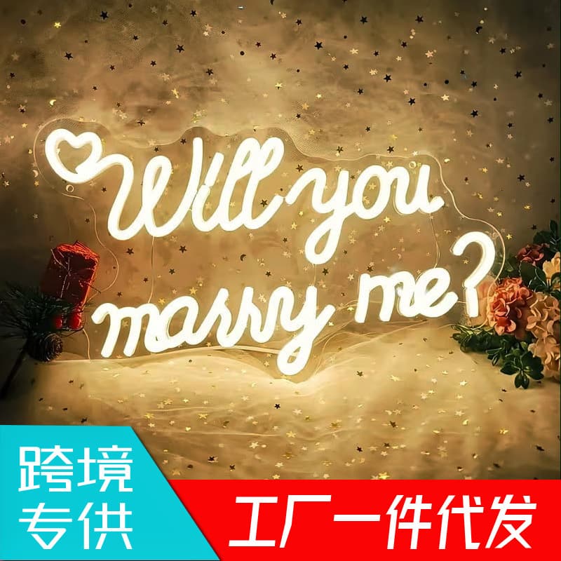 "Will You Marry Me" Neon Sign - USB Powered LED Proposal Lighting with Heart Embellishment
