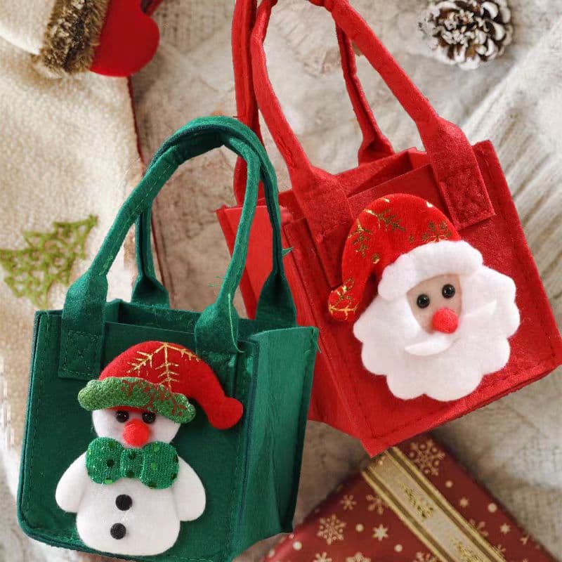2025 New Felt Bag Children's Candy Gift Bag Christmas Eve Small Tote Apple Handbag Ready Stock Wholesale