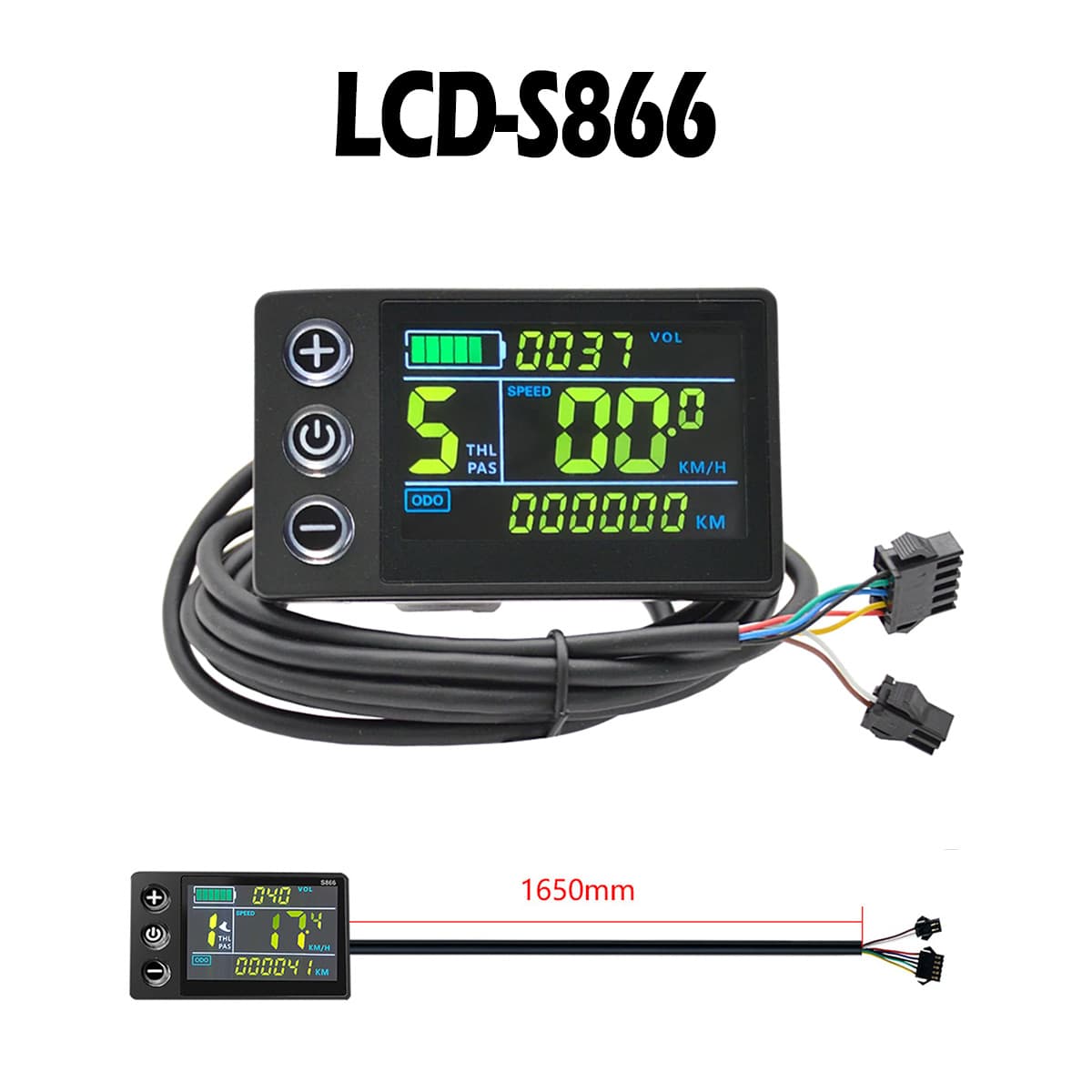Mountain Bike Lithium Modification Accessories LCD-S866 Electric Scooter Smart LCD Color Screen Meter/SM Connector