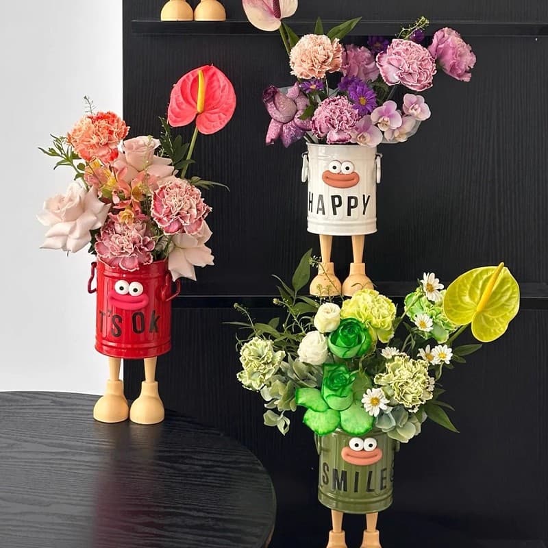 Teacher's Day Clown Flower Cup Creative Gift Flower Bouquet Packaging Flower Pot Handmade DIY Bouquet Flower Shop