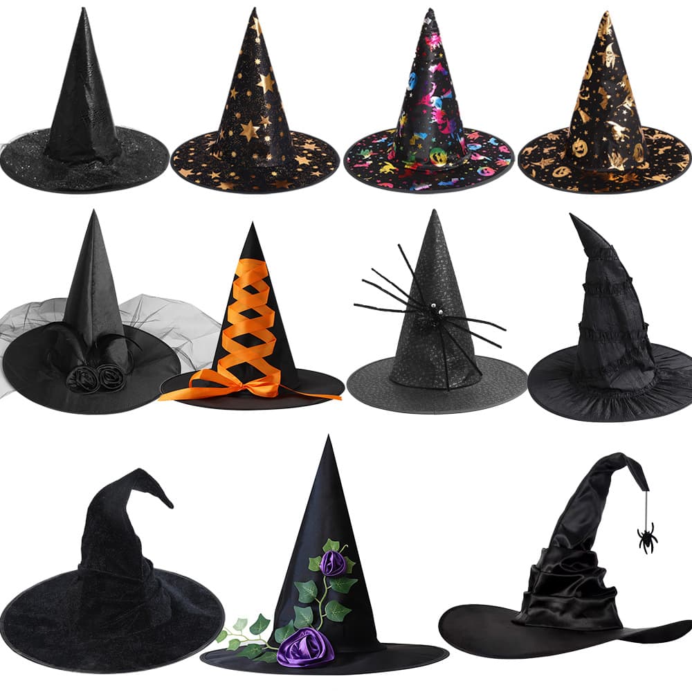 Halloween Hats for Children and Adults, Decorative Witch Hats, Party Supplies, Wizard Hats, Witch Hats, Halloween Costumes