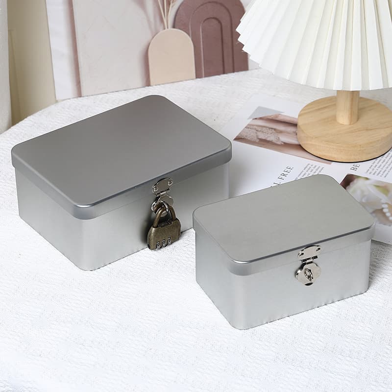 Lockable iron storage box multifunctional storage box jewelry change organizer box collection iron box home decoration ornaments