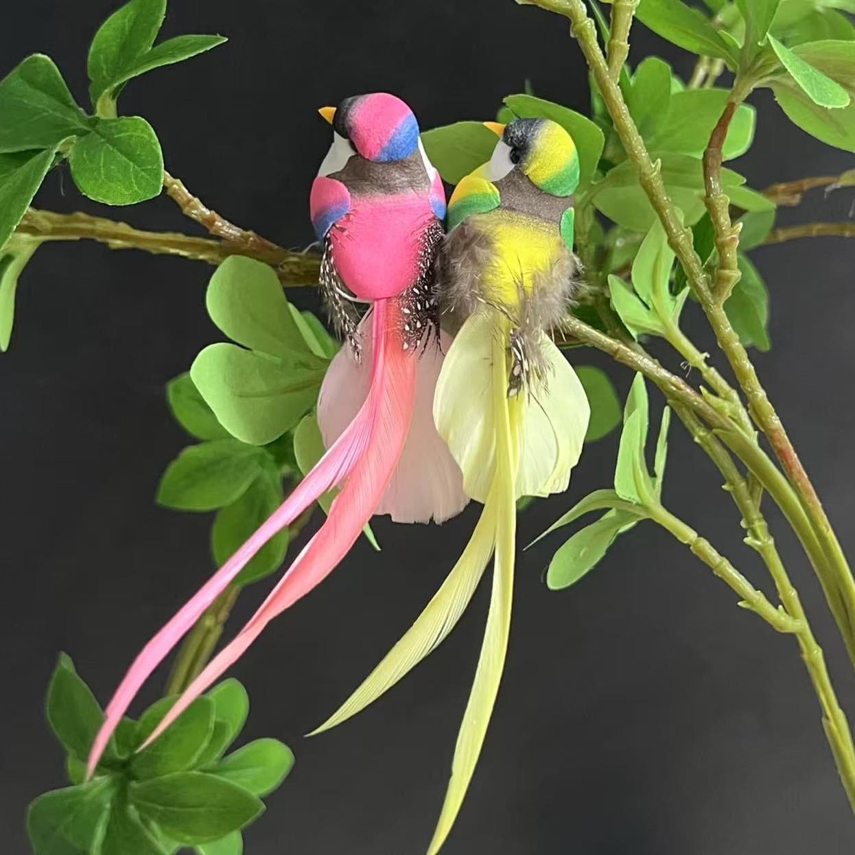 Silk-tailed Bird Clip Style Foam Bird Decoration Ornament Silk-tailed Simulated Bird Clip Style