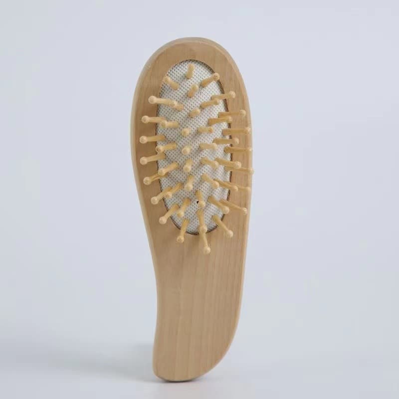 Hemu Mini Comb Air Cushion Massage Comb Anti-Static Styling Comb for Women Portable Wooden Comb