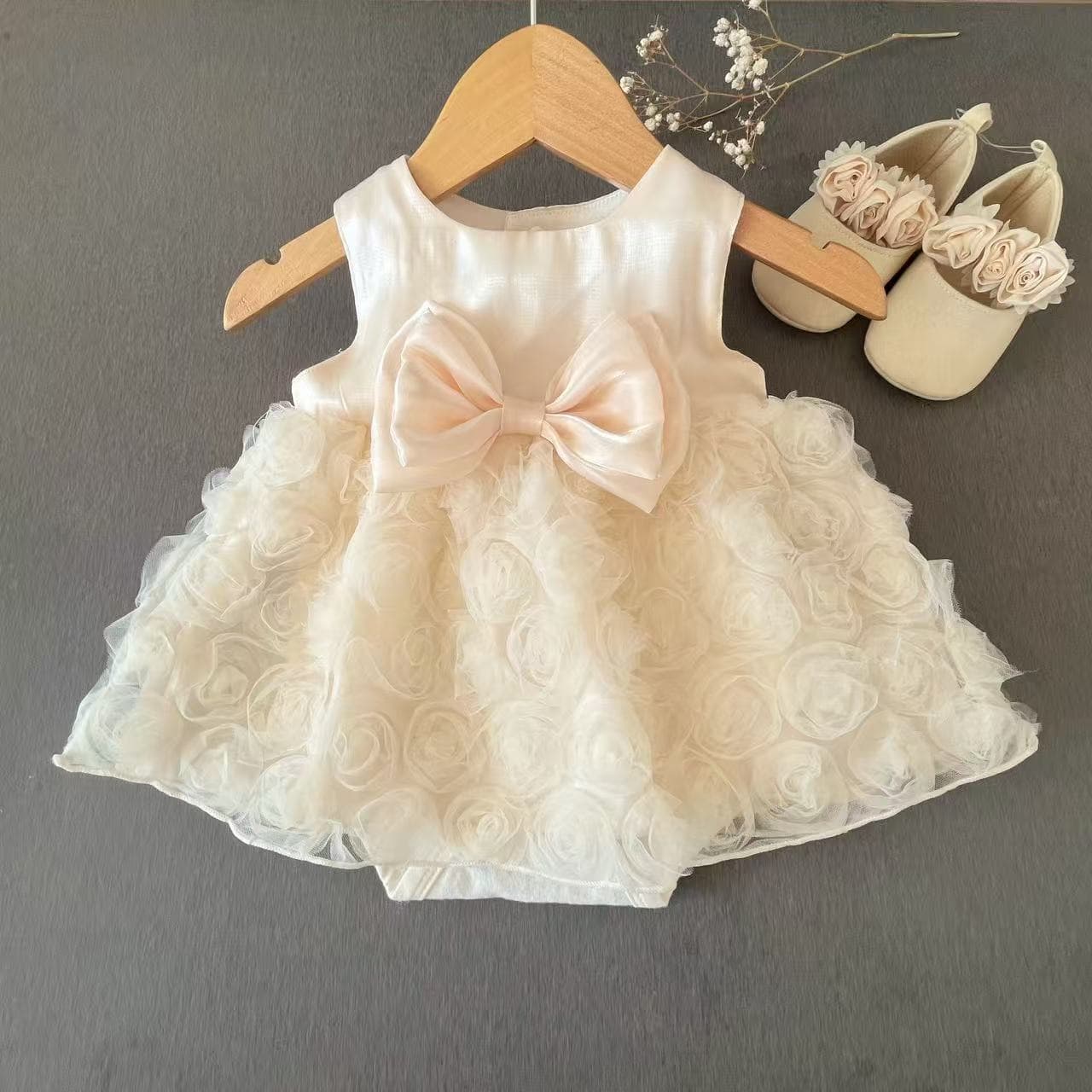 Cross-border Children's Vest Dress Rose Dress Kids Gown Princess Dress Baby Girl Dress