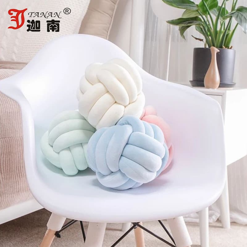 Nordic ins knotted ball sofa pillow woven cushion decorative bay window cushion high-end light luxury bedroom solid color cushion
