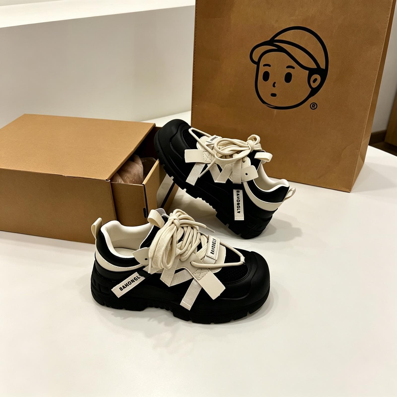 Brand Women's Shoes 2026 New Spring/Autumn Chunky Platform Elevator Dad Shoes Niche Design Versatile Casual Sneakers