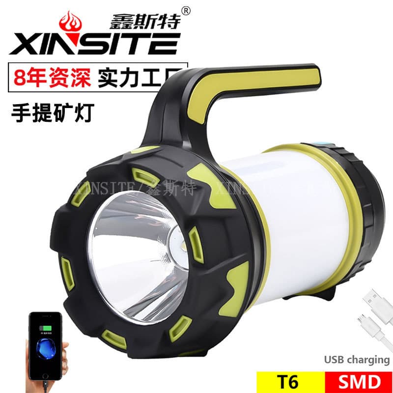 Cross-border camping searchlight LED multi-function USB rechargeable output camping emergency lighting portable flashlight