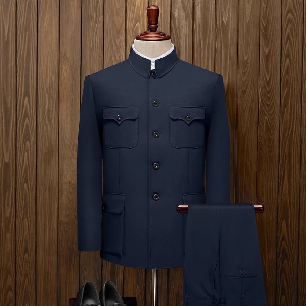 Elderly Zhongshan Suit Men's Set Dad Coat Spring and Autumn Style Cadre Chinese Style Wedding Attire Zhongshan Suit Grandpa Outfit