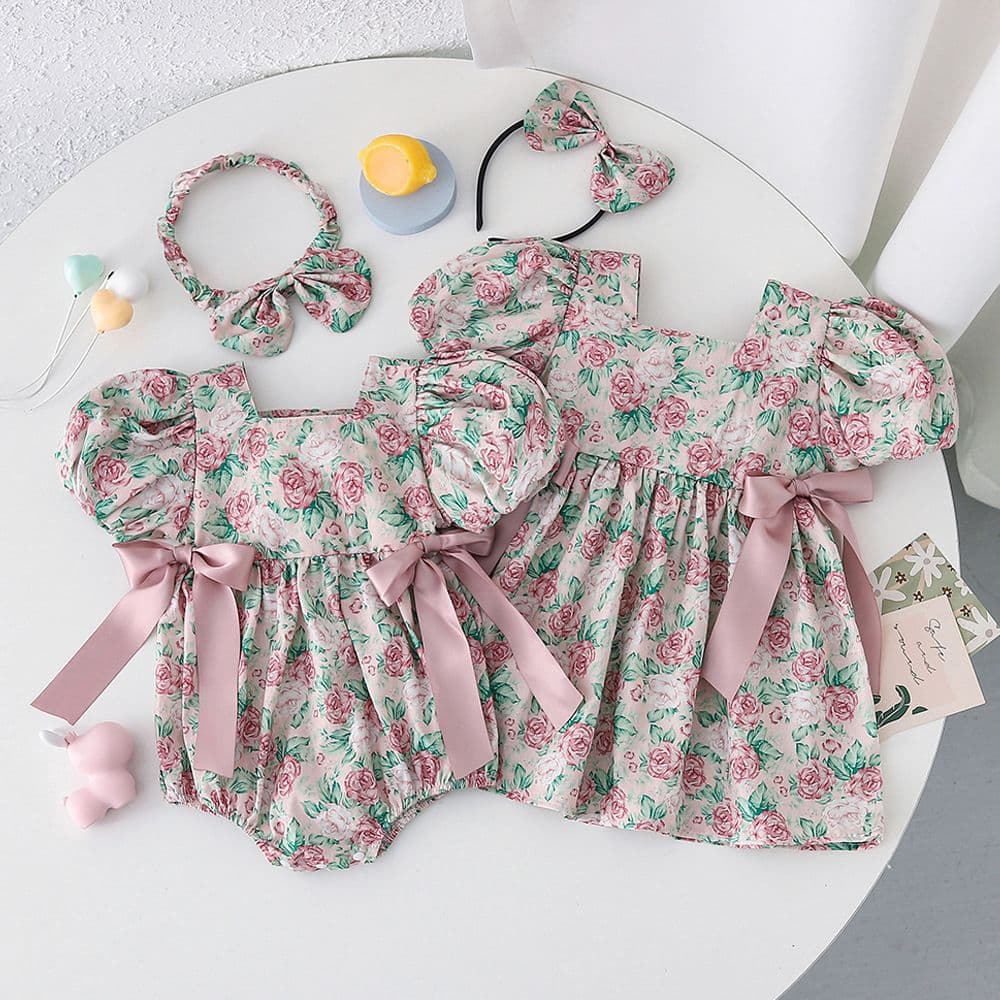 Baby bag, baby girl's summer clothes, short-sleeved jumpsuit, sisters' dress, girl's skirt, cotton princess skirt
