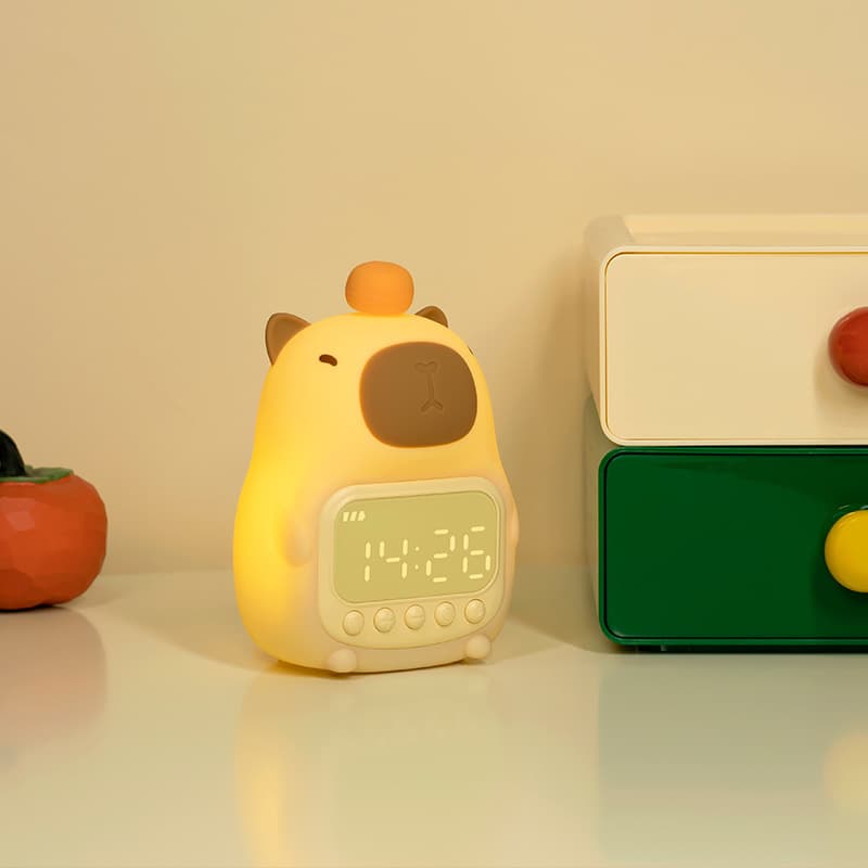 Cross-border Capybara Silicone Alarm Clock Night Light Rechargeable Student Dormitory Capybara Tap Light Animal LED