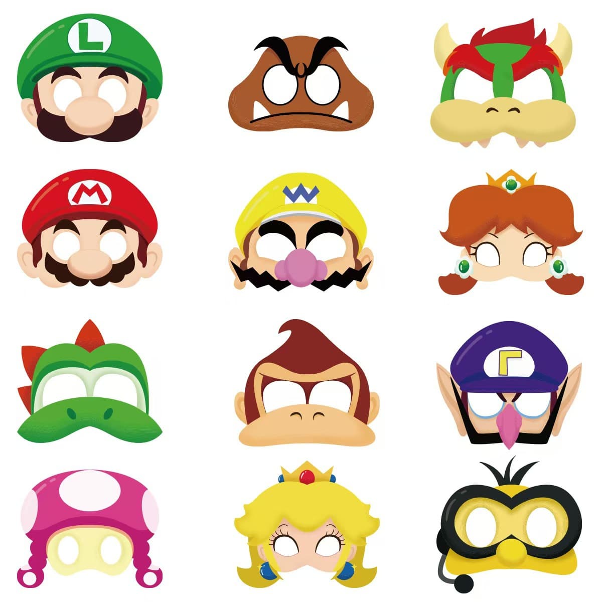 New Mario Theme Party Half Face Mask Birthday Decoration Props Masquerade Photo Paper Mask