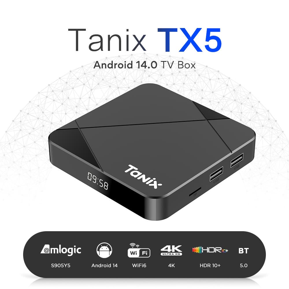 TANIX TX5 TV Box S905Y5 Android14 BT5.0 4K 3D WiFi6 HD TVBOX
