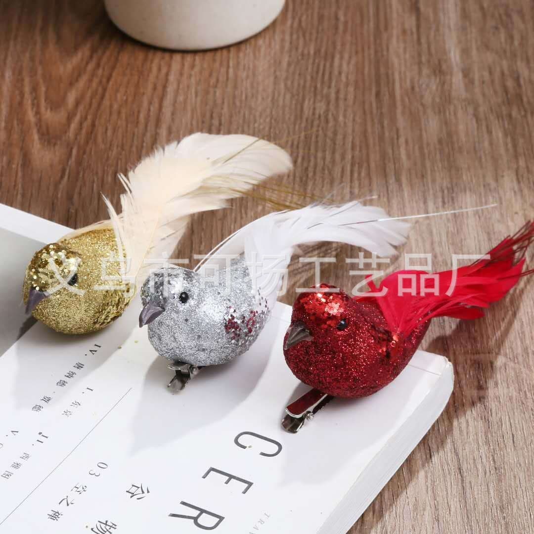 Cross-border Foam Feather Bird Artificial Bird Christmas Decoration Prop Model Simulation Feather Bird Craft Ornament Wholesale