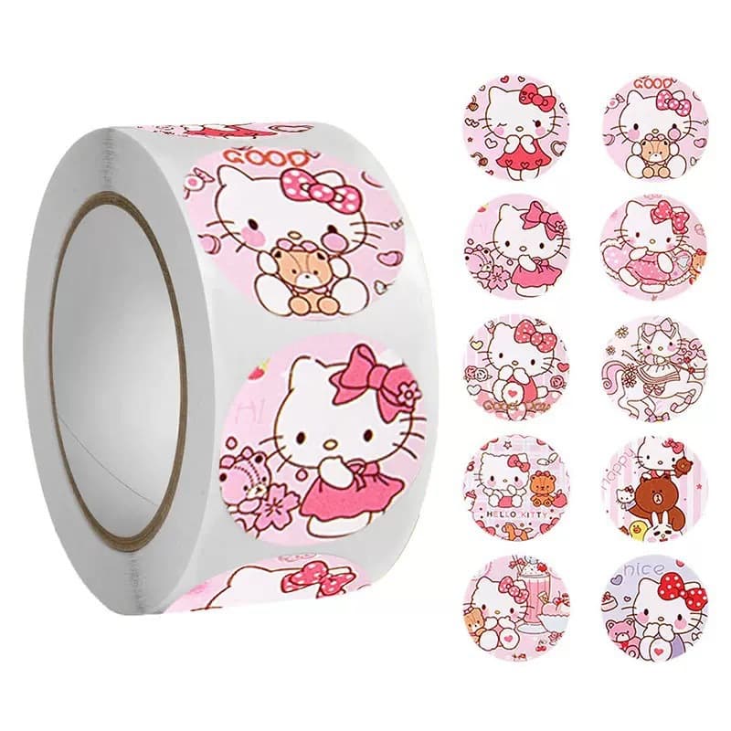 Hello Kitty stickers cartoon gift box packaging sealing stickers children's cute decorative stickers self-adhesive KT cat roll stickers