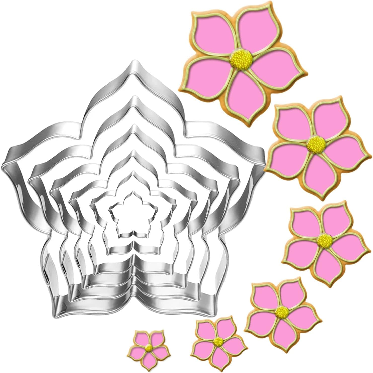 Hot-Selling Flower Cookie Cutter Stainless Steel Blossom Cutter Plant Fondant Baking Six-Petal Octagonal Flower Cake Mold
