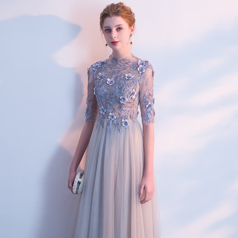 Long Gray Evening Dress 2025 Fall/Winter New Host Banquet Slim Sexy Performance Graduation Gown