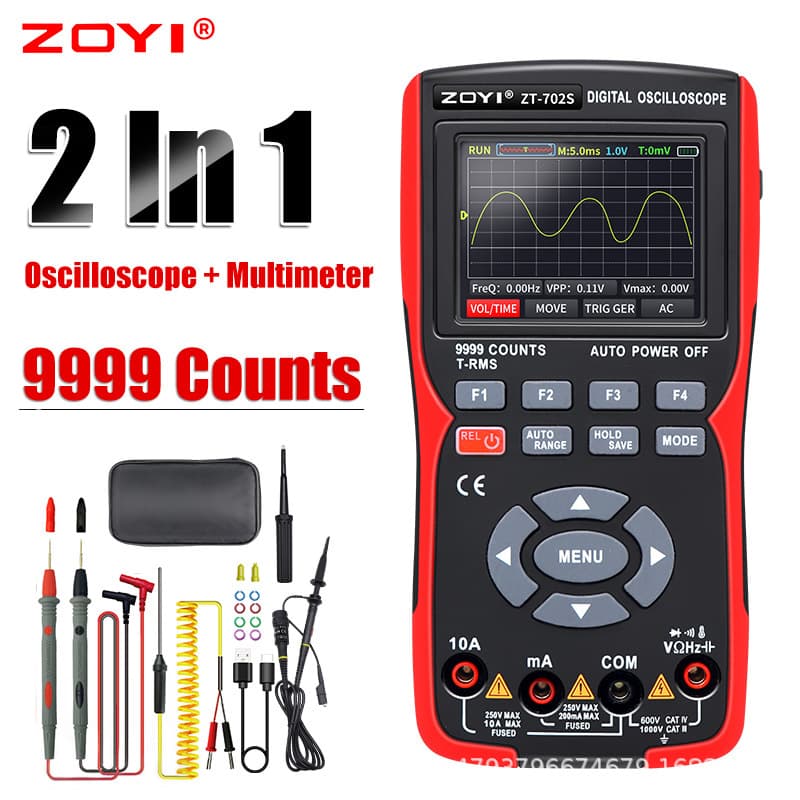 Zhongyi oscilloscope multimeter ZT-702S two-in-one high-precision 10MZ oscilloscope multimeter signal source cross-border