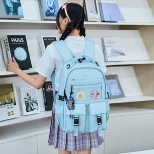 Sea Salt Glacier Blue Clear Multi-Compartment Backpack Student High-Quality Cushion Style Class Travel School Bag