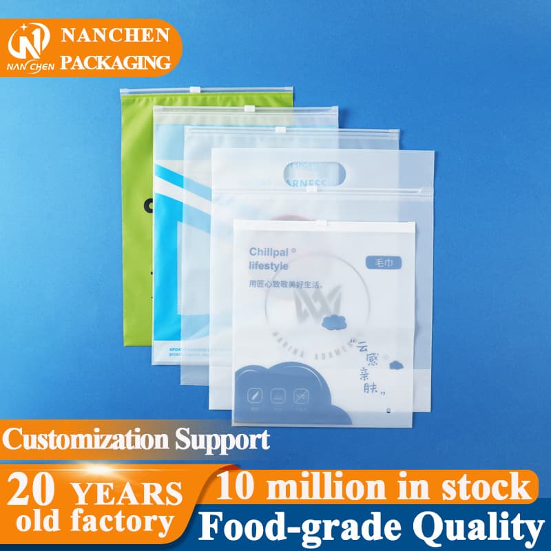 plastic zipper slider bag with slider zipped matte clear bag