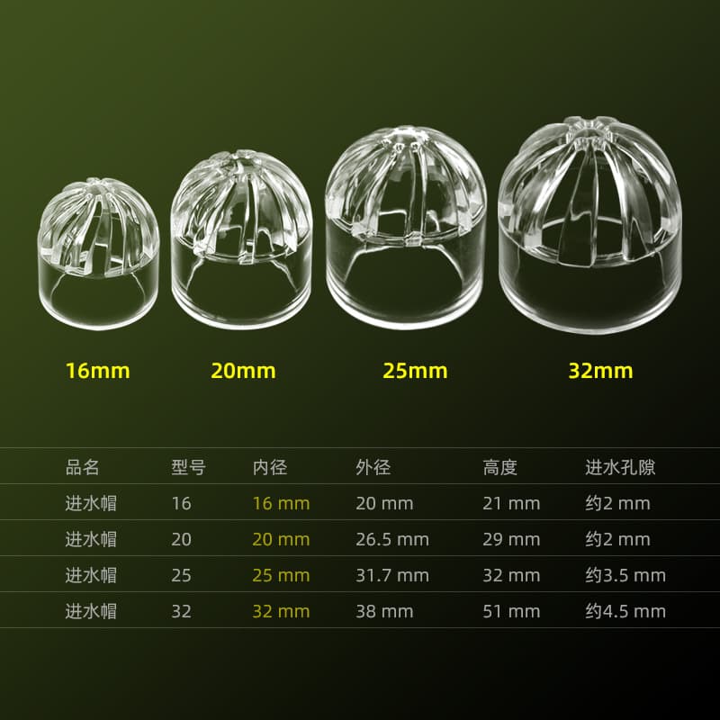 Transparent Acrylic Water Inlet Cap Water Pipe Accessories Water Inlet Grid Anti-Clogging PVC Pipe Three-Way Straight-Through Elbow Oil Removal Film
