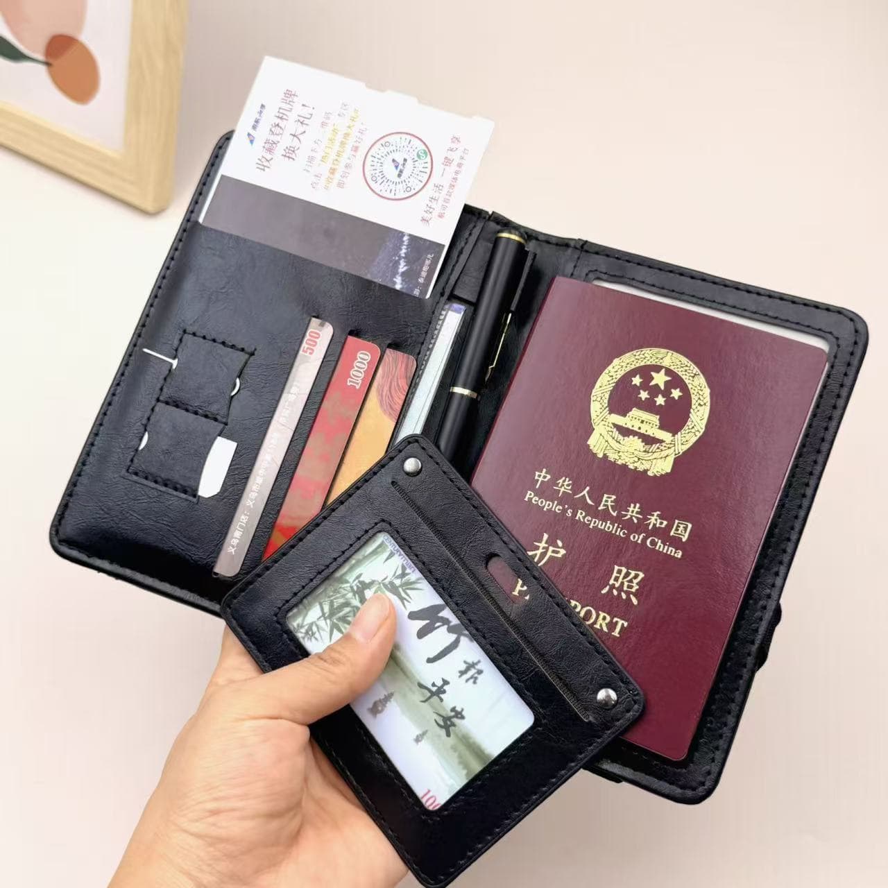 Factory Direct Anti-Skimming RFID Passport Wallet Card Holder Ticket Organizer Travel Storage Pouch Multi-Function Document Organizer