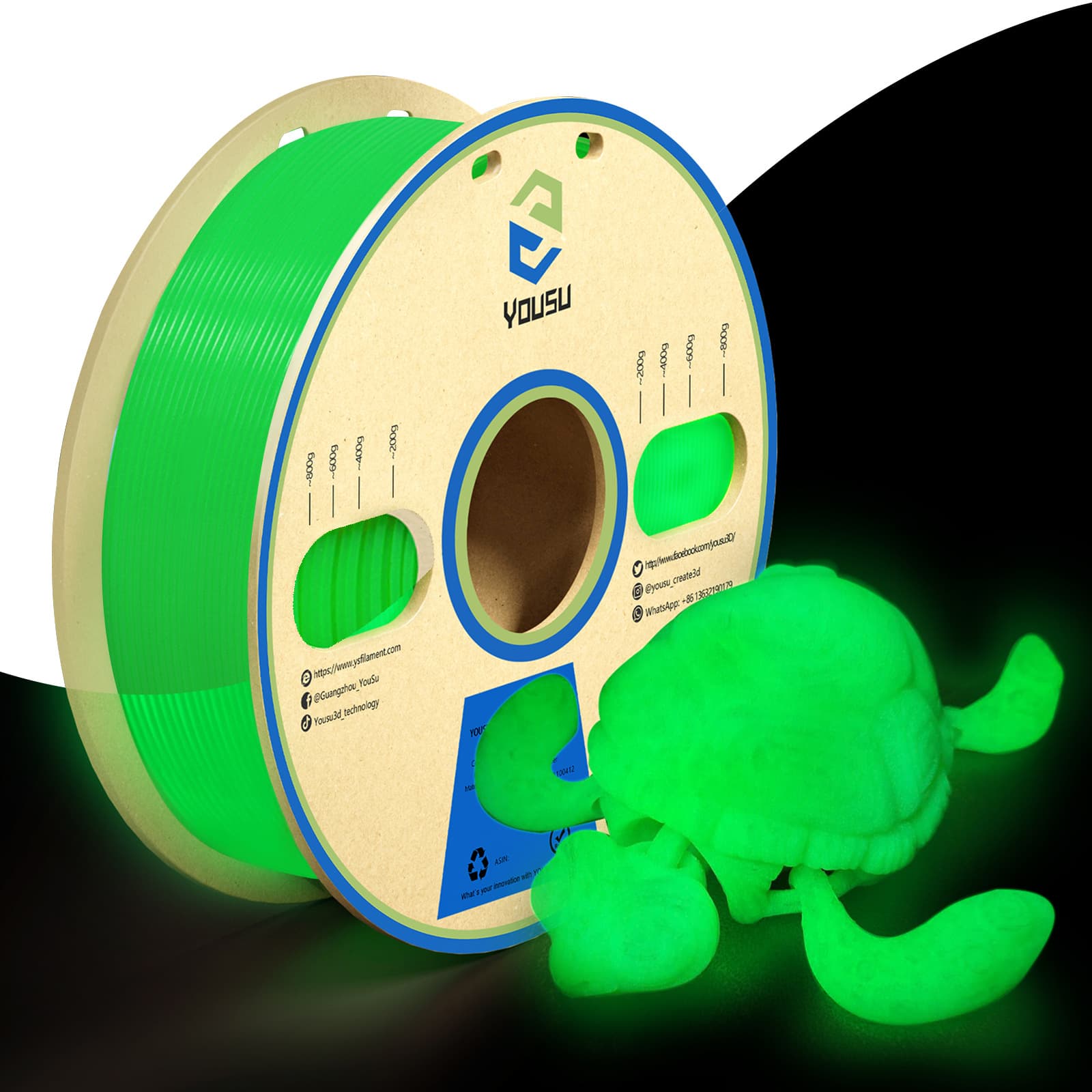Yousu 95A Glow-in-Dark TPU 3D Printing Lubricant - Flexible and Creative