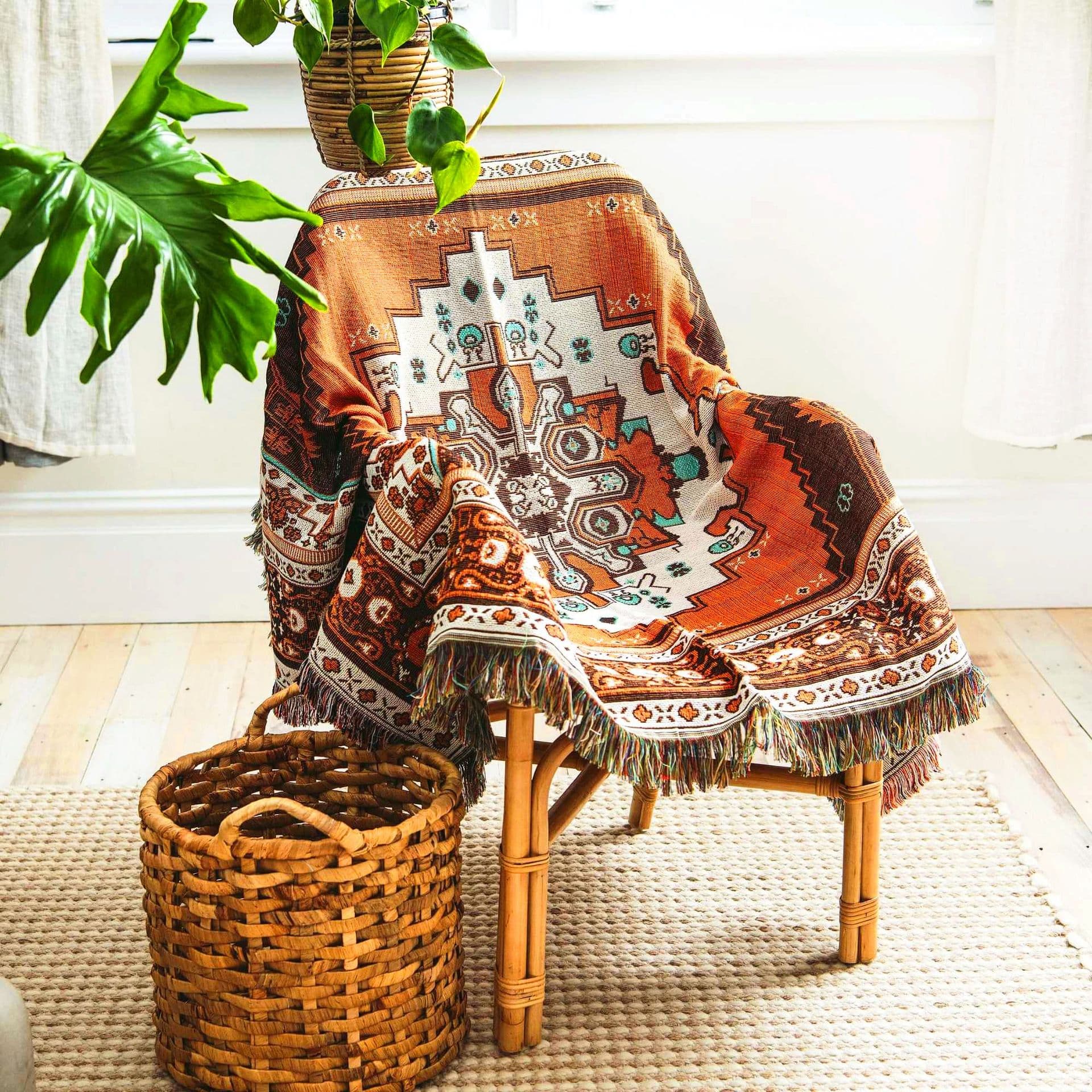 Outdoor Camping Picnic Blanket Sofa Line Blanket Napping Bohemian Indian Home Decorative Line Carpet