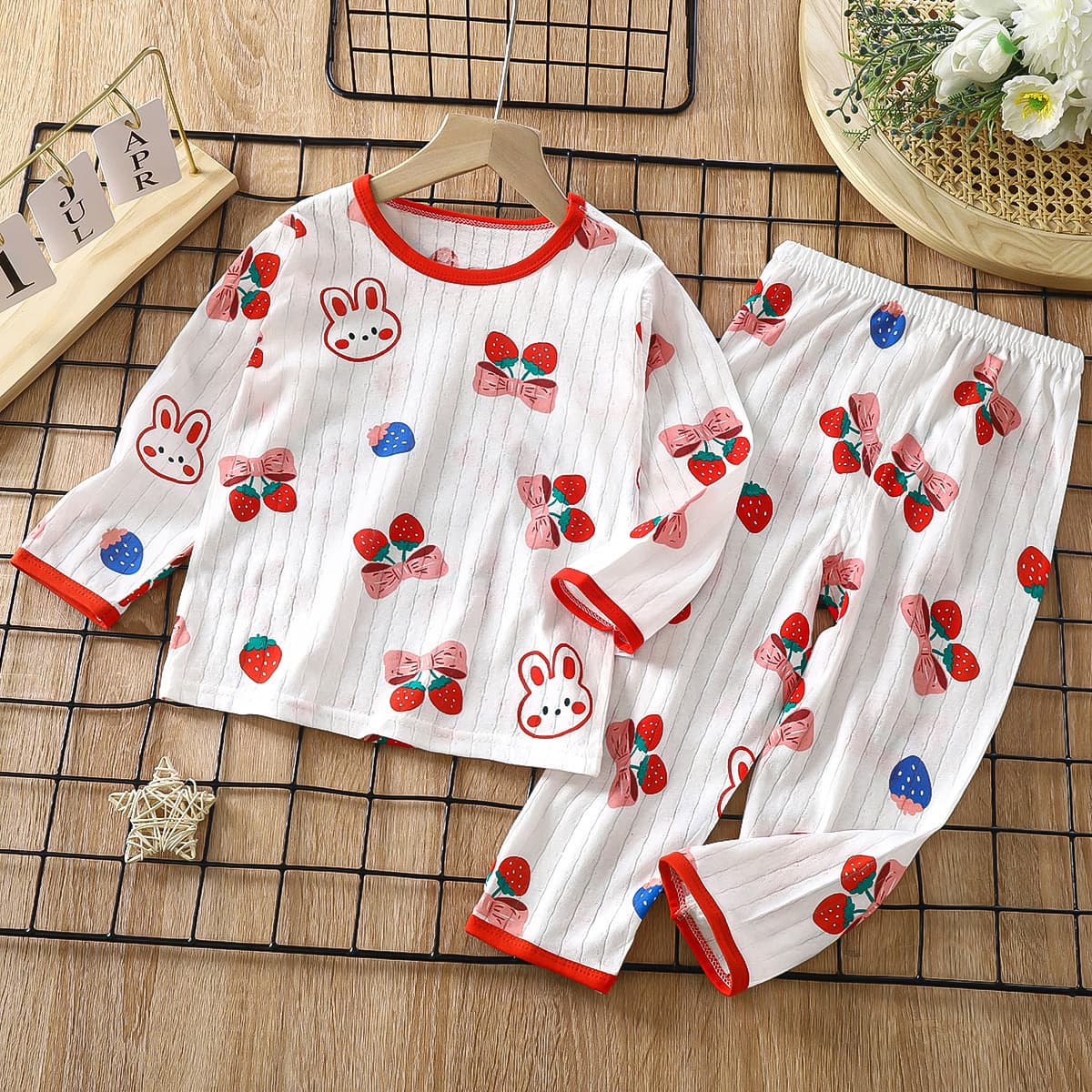 Kids' Pure Cotton Homewear Set 2025 New Summer Long-Sleeve Pajamas Thin Air Conditioning Wear for Boys and Girls
