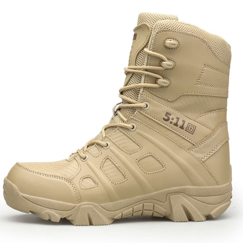 Men's Tactical High-Top Outdoor Boots Large Size Casual Round Toe Rubber Outsole Breathable Climbing Mountain Running Shoes