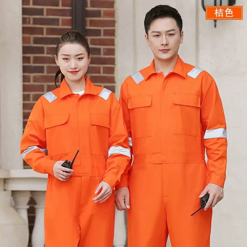 One-Piece Work Coverall Suit for Men and Women with Reflective Stripes, Abrasion and Heat Resistant, for Shipyard and Crew Uniforms, Custom Logo Embroidery and Printing