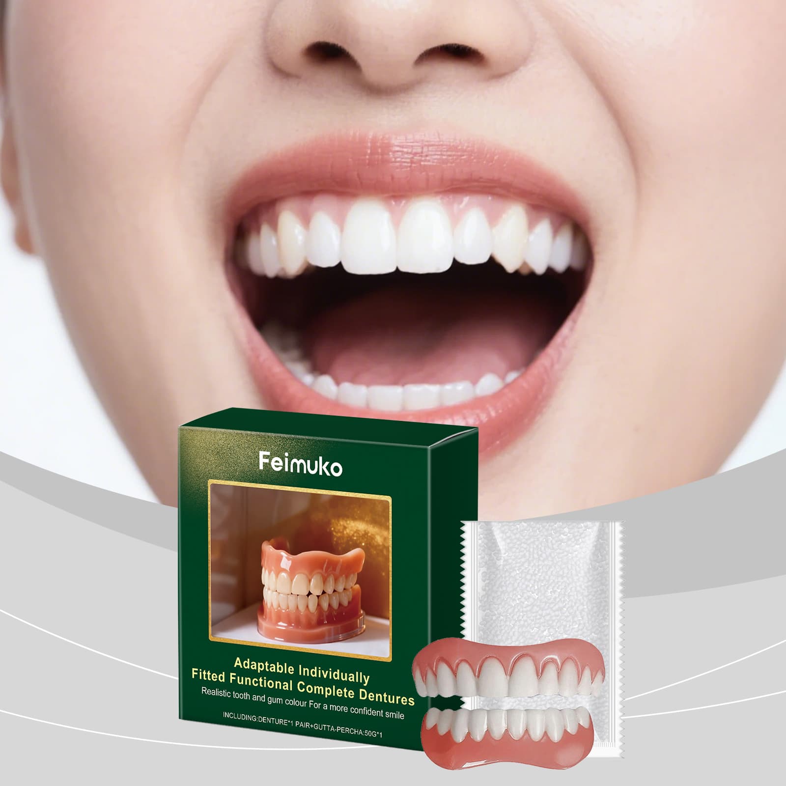 Feimuko Denture Modification Kit Denture Decoration Set Enhances Smile Aesthetics Comfortable Material