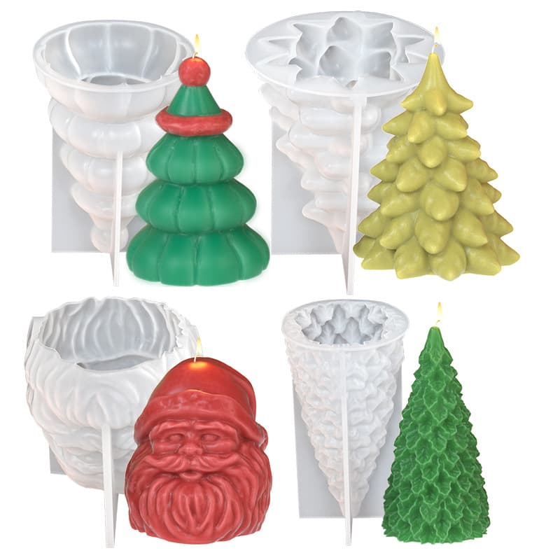 diy glue abrasive Christmas series succulent pine tree bearded old man aromatherapy plaster candle silicone mold