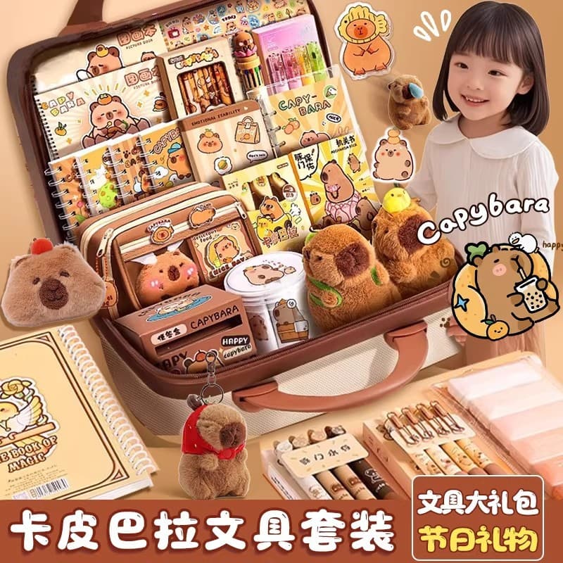 Capybara Journaling Gift Set Box Kids Stationery Set Gift Box Toy Cute Girls Materials Stickers
