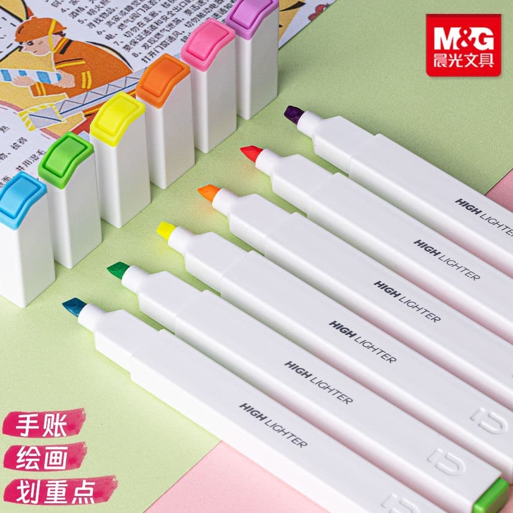 Morning Light Mini Fluorescent Highlighter Marker Premium Series Single Tip AHMU1602 for Key Points