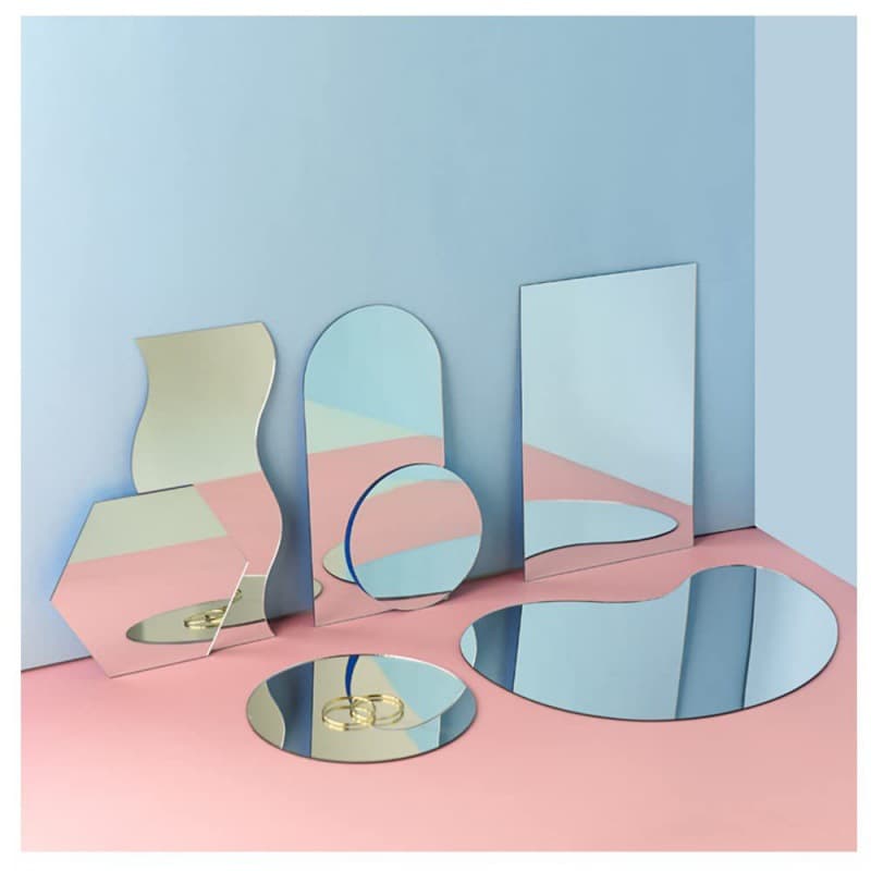Acrylic Mirror Reflection Panels, Geometric Shapes, Wall-Mountable Background Prop Set for Photography and Decor