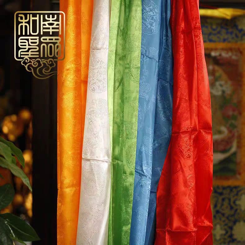 Hada Manufacturer Tibetan Accessories, Mongolian Ritual Supplies, Eight Auspicious Subtle Pattern Hada, Five-Color Hada in Faux Silk