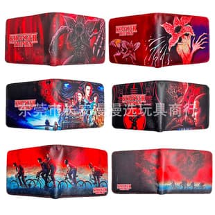(N) Popular TV Series Stranger Things Merchandise Wallet STRANGER THINGS Short PU Wallet Universal Compartments