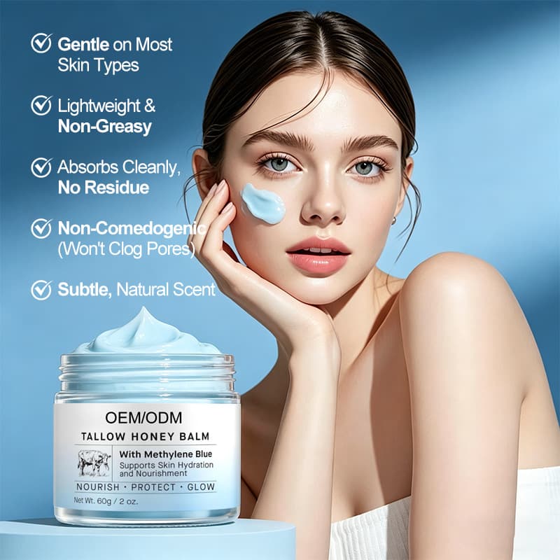 Cross-border Hot Selling Blue Copper Peptide Tallow Balm GHK-Cu Tallow Balm Honey Tallow Cream Source Factory Customization