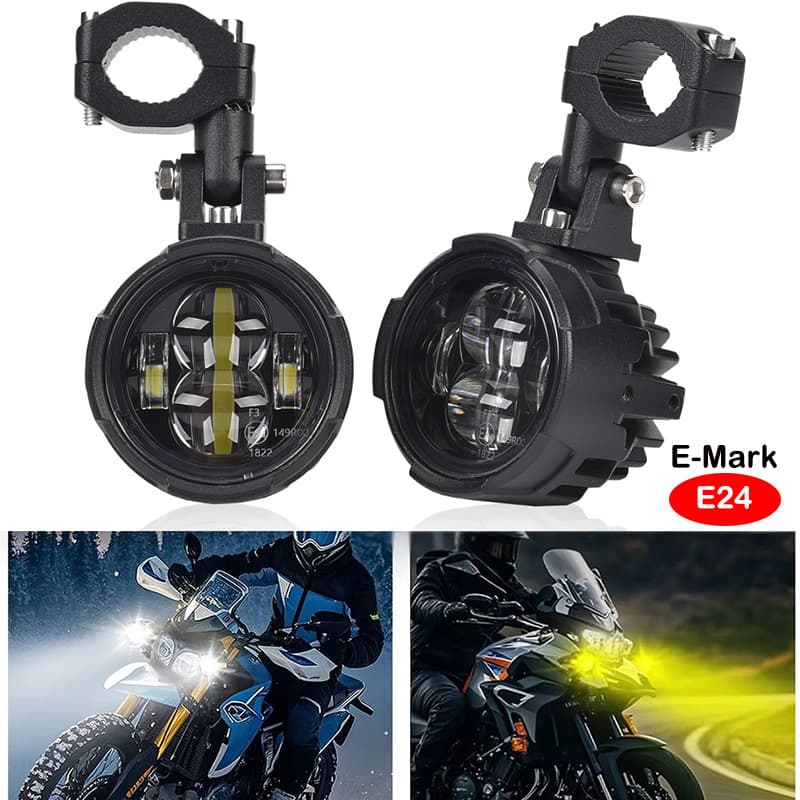 Car Headlight Motorcycle Fog Light LED Auxiliary Light Projector Spotlight Dual-Color Flash Motorcycle Headlight