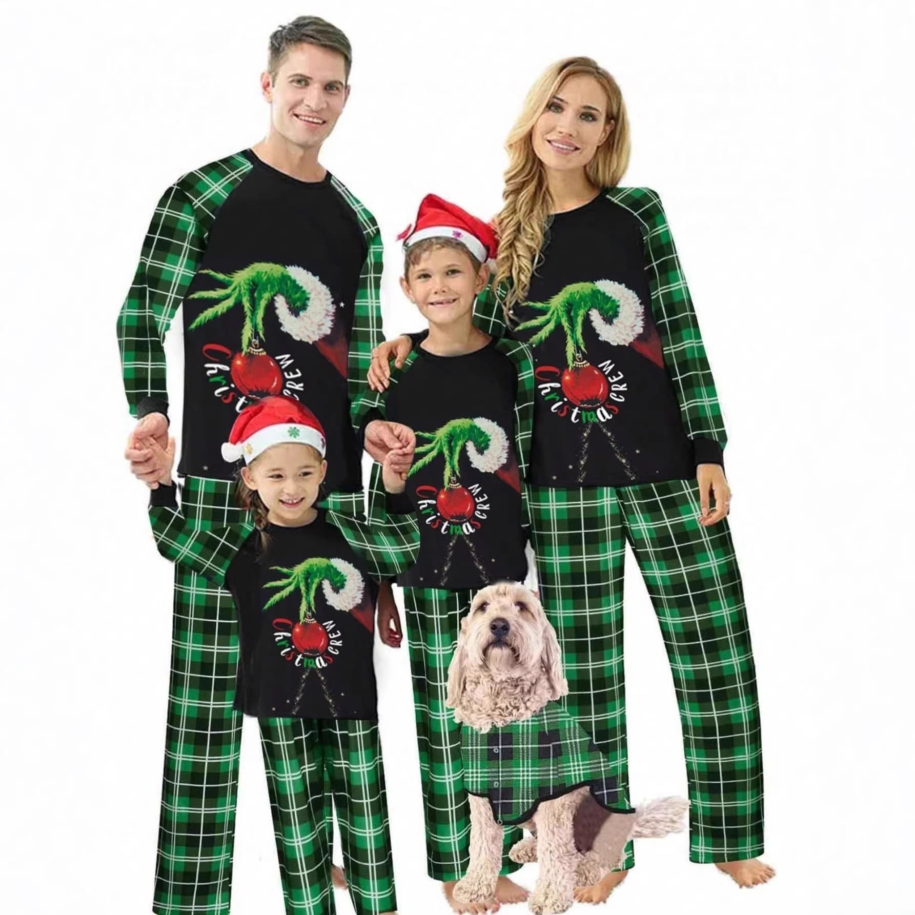 Christmas Pyjamas Plaid Print Little Monster Print Family Matching Pajamas Source Factory Stock