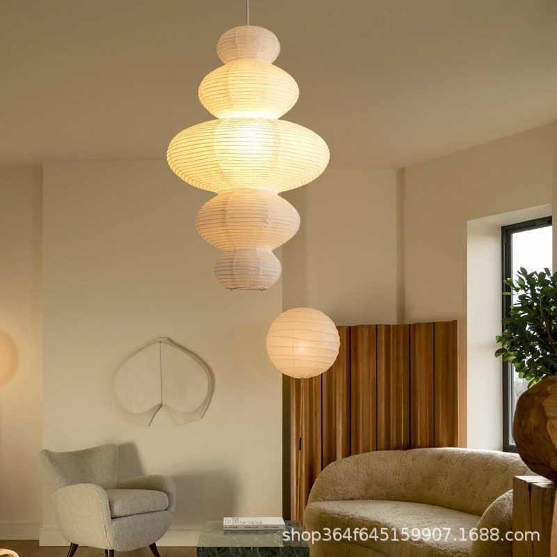 Foreign trade rice paper Japanese European and American style Noguchi Isamu creative simple chandelier dining room living room window B&B tea room