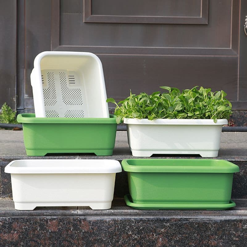 Thickened Rectangular Vegetable Planting Pot for Balcony, Large Durable Plastic Pot for Home Gardening
