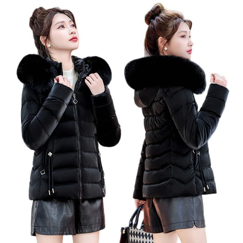 Women's Short Puffer Jacket 2025 Winter New Slim Fit Flattering Thick Faux Fur Collar Warm Coat