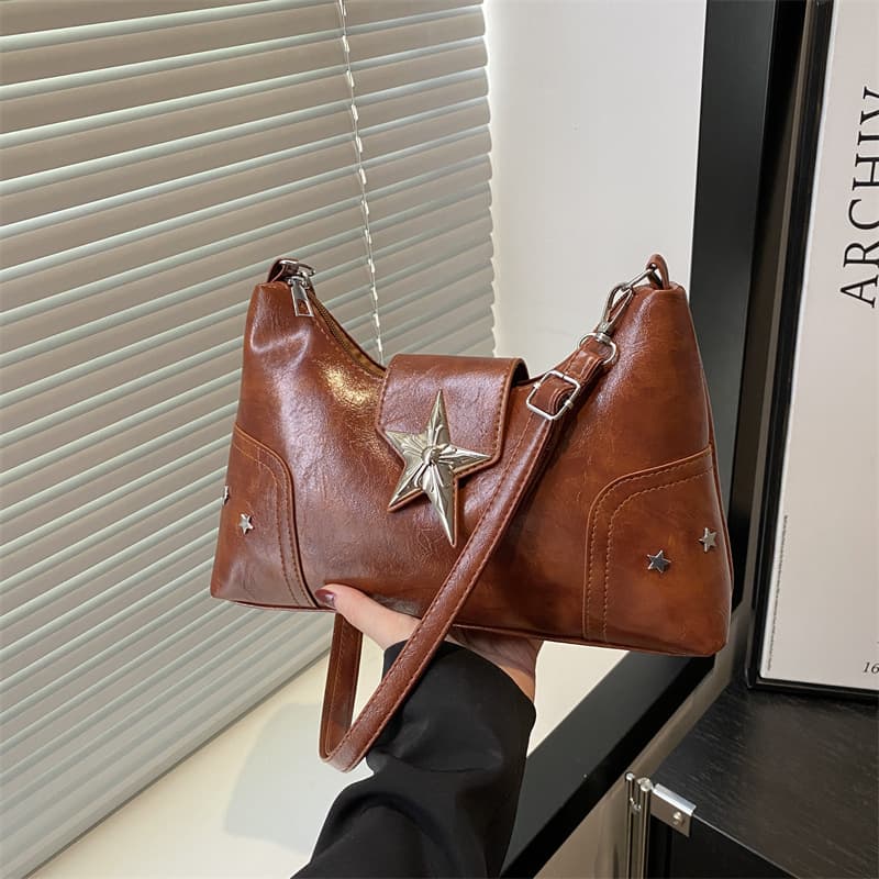Bags High-End Punk Style Motorcycle Underarm Bag 2025 New Sweet Cool Trendy Girl Shoulder Bag Handbag Commuter Bag for Women